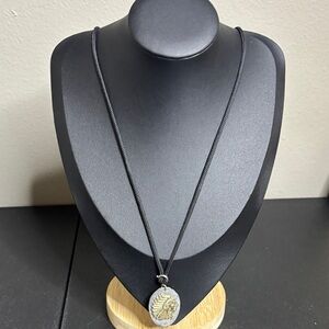 Native American Chief Two Tone Circle Clip Charm Necklace